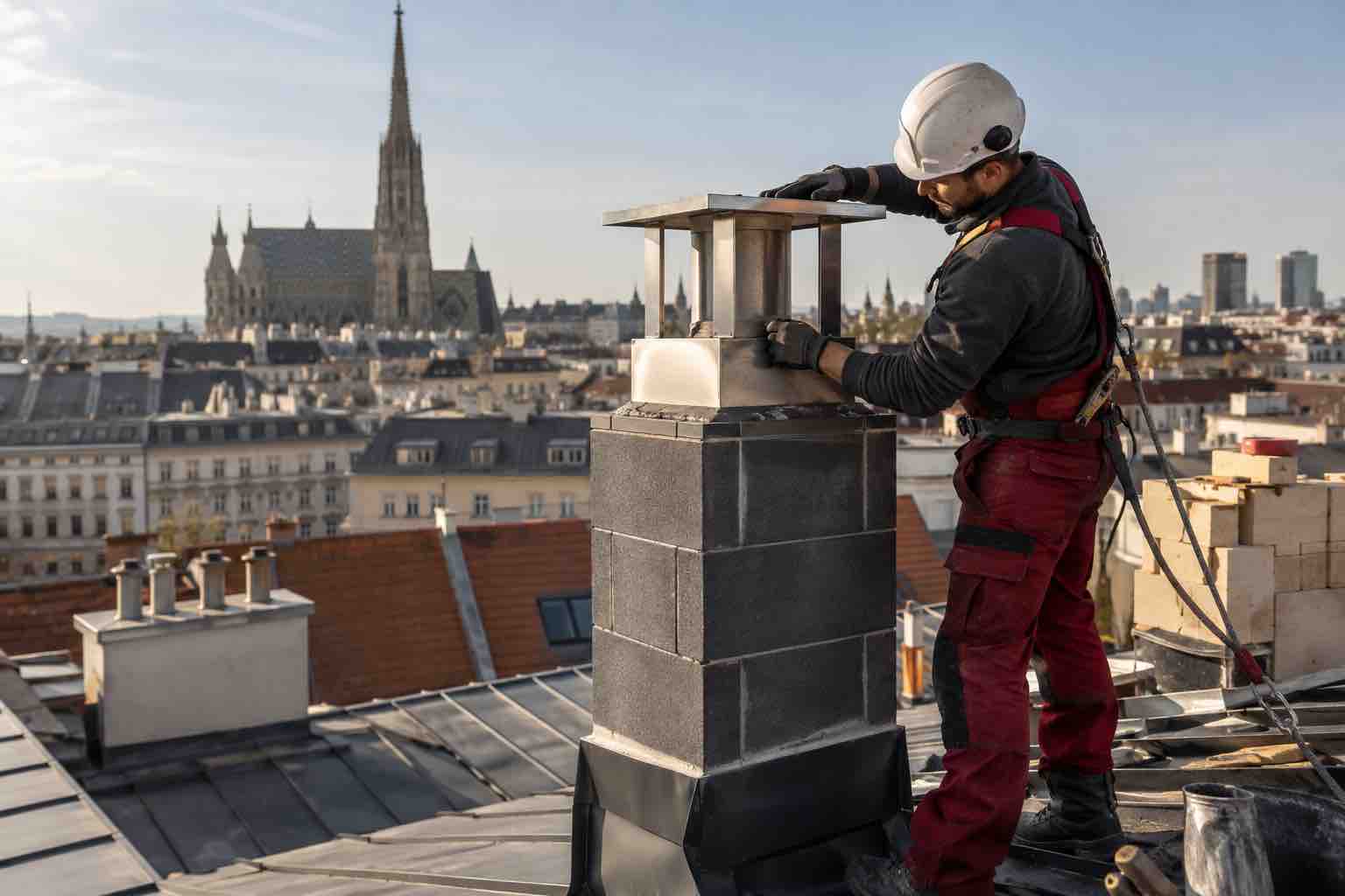 Kaminbau mit neuer Abgasleitung in Perchtoldsdorf
